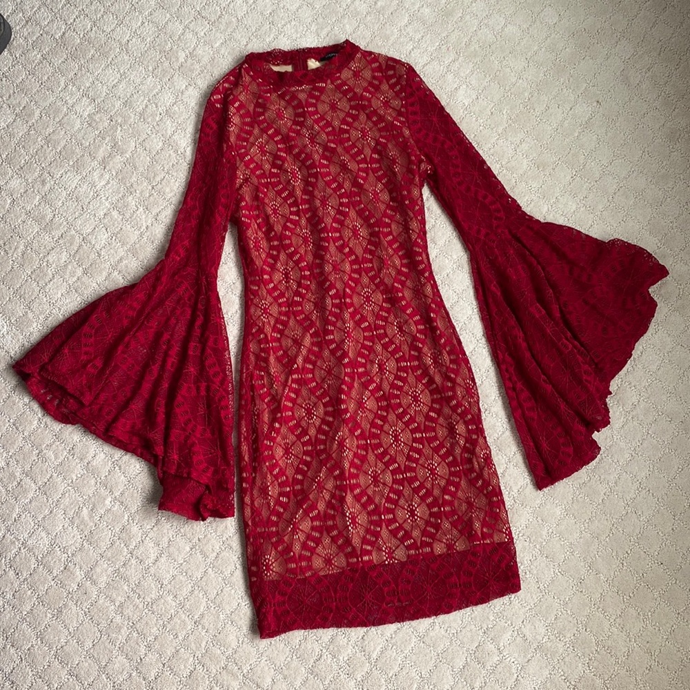 Cute retro CQ by CQ - Red - cocktail dress - lace detail - size S